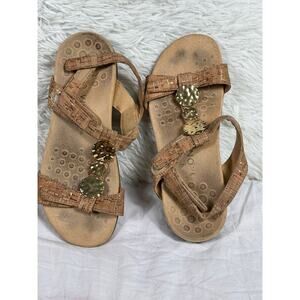 Vionic Farra Womens Size 9 Gold Cork Casual Slide Slipper Flip Flop Sandals